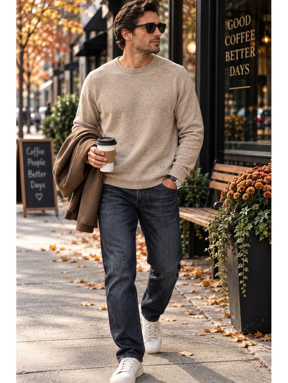 NAADAM 100% Cashmere Crewneck Sweater Beige Oatmeal XL Men’s Quiet Luxury